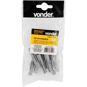 Bucha de nylon para fixação 8 mm, com 10 peças, VONDER