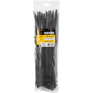Abraçadeira de nylon para parafusos, preta, 300 mm x 4,8 mm, VONDER