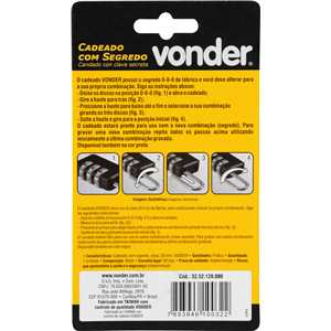 Cadeado com segredo, cinza, 20 mm, VONDER