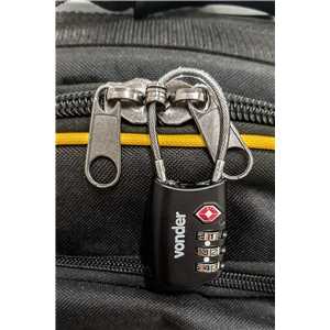 Cadeado TSA com segredo, 3 algarismos, com cabo de aço, preto, VONDER