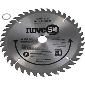 Lâmina de serra circular com dentes de metal duro/vídea, 185 mm x 20 mm, 40 dentes, NOVE54