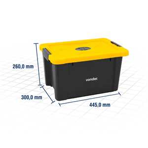 Caixa plástica/baú, preta e amarela, CBV 021, VONDER