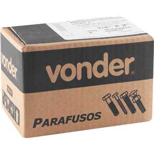 Parafuso sextavado zincado 1/4" x 2", UNC, rosca total, VONDER
