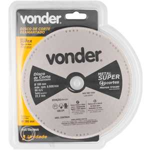 Disco de corte diamantado, contínuo, para metais, metal super, 180 mm, VONDER