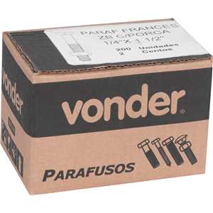 Parafuso francês zincado, 1/4" x 1.1/2", com porca, VONDER