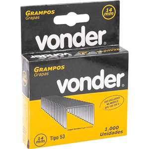 Grampo 14 mm, para grampeador GPE 168, caixa com 1.000, VONDER