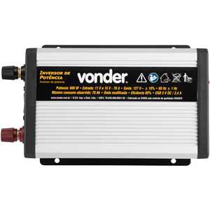 Inversor de potência 600 W, 12 V DC para 127 V~ VONDER