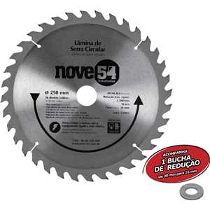 Lâmina de serra circular com dentes de metal duro/vídea, 250 mm x 30 mm, 36 dentes, NOVE54
