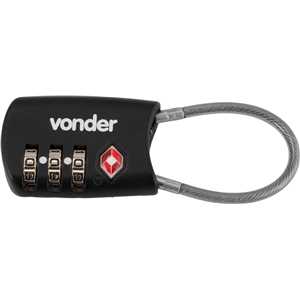 Cadeado TSA com segredo, 3 algarismos, com cabo de aço, preto, VONDER