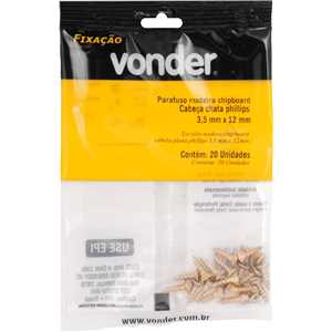 Parafuso madeira chipboard, cabeça chata, fenda cruzada/phillips, 3,5 mm x 12,0 mm, VONDER