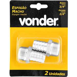 Espigão rosca macho de 3/4" NPT com escama de 3/4", cartela com 2 peças, VONDER