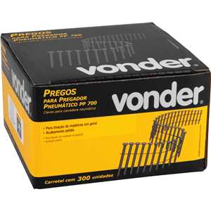 Prego coil ardox, 2,5 mm x 70 mm, polido, carretel com 300 unidades, para o pregador PP 700, VONDER