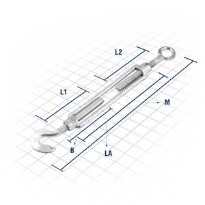 Esticador gancho/olhal para cabo de aço 1/2" - 12,7 mm NOVE54