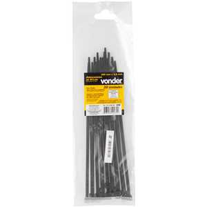 Abraçadeira de nylon, preta, 200 mm x 4,8 mm, com 20 peças, VONDER