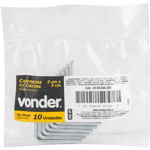 Cantoneira para cortina, 3 cm x 3 cm, zincada, VONDER