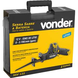 Serra sabre, bateria 12 V, fonte bivolt automático, SSV 122, VONDER