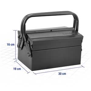Caixa metálica sanfonada para ferramentas, com 3 gavetas, 30 cm x 19 cm x 16 cm, VONDER