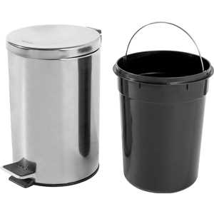 Lixeira redonda, 12 litros, inox, cinza, VONDER