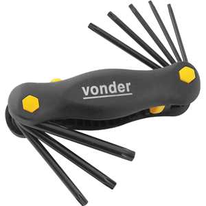 Jogo de chaves hexalobular, T9 a T40, com suporte plástico, 8 peças, VONDER