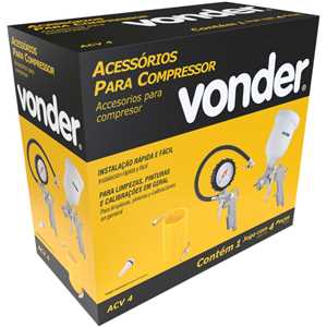 Jogo de acessórios para compressor, com 4 peças, ACV 4, VONDER