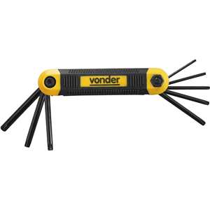 Jogo de chaves hexalobular, T9 a T40, com suporte plástico, 8 peças, VTX3, VONDER