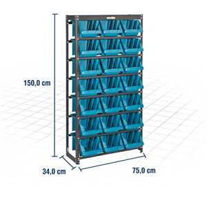 Estante metálica, com gaveteiros modelo prático azul, 21/7 VONDER