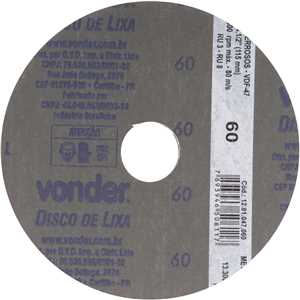 Disco de lixa costado em fibra, 4.1/2", grão 60  VDF 47, VONDER