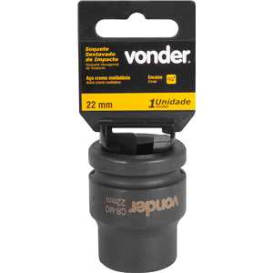 Soquete sextavado de impacto, encaixe de 3/4" x 22,0 mm, VONDER