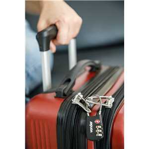 Cadeado TSA com segredo, 3 algarismos, com cabo de aço, preto, VONDER