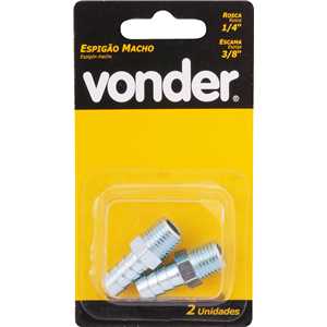Espigão rosca macho de 1/4" NPT com escama de 3/8", cartela com 2 peças, VONDER