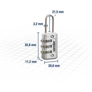Cadeado com segredo, cinza, 20 mm, VONDER