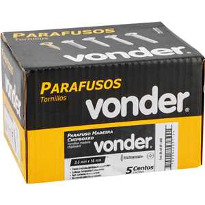 Parafuso madeira chipboard, cabeça flangeada, fenda cruzada/phillips, 3,5 mm x 16 mm, VONDER