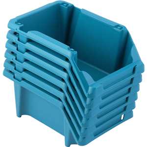 Gaveteiro plástico, nº 3, 8,0 cm x 10,4 cm x 17,6 cm, jogo com 6 peças, modelo prático, azul, VONDER