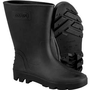 Bota de PVC preta, cano médio, sem forro, 35/36, NOVE54
