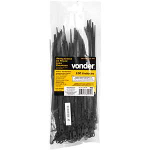 Abraçadeira de nylon para parafusos, preta, 200 mm x 3,6 mm, VONDER