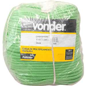 Corda caminhoneiro trançada, 8 mm x 228 m, verde, VONDER