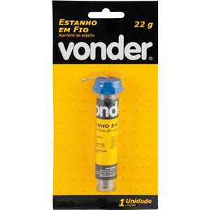 Estanho em fio, com fluxo, 1,0 mm, 63 x 37,com 22 g,VONDER