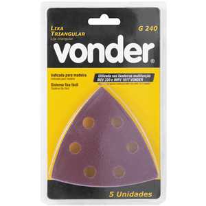 Lixa triangular com costado em pluma, grão 240, para lixadeira multifunção, VONDER