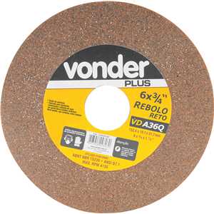 Rebolo reto 6" x 3/4" grão 36 marrom VONDER PLUS