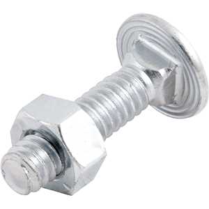 Parafuso francês zincado, 1/4" x 1", com porca, VONDER