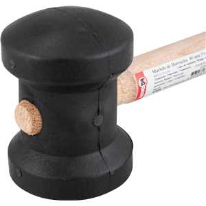 Martelo de borracha 80 mm, cabo em madeira, preto, NOVE54
