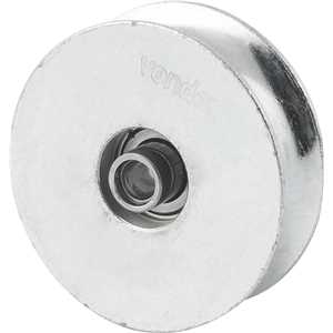 Roldana para portão 2.1/2", tipo U, aço zincado, com rolamento e bucha, VONDER