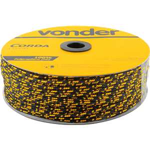 Corda multifilamento trançada 5,0 mm x 250 m, preta e amarela, em carretel, VONDER
