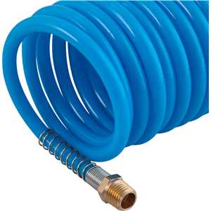 Mangueira/tubo poliuretano azul, espiral, conector 1/4" NPT macho, 5,0 mm x 8,0 mm, com 5,0 m, VONDER