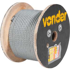 Cabo de aço galvanizado, alma de fibra, 9,53 mm - 3/8", 6 x 19S, VONDER