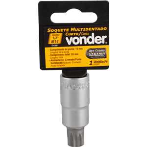 Soquete multidentado, curto, com encaixe de 1/2", M14, VONDER