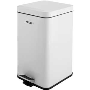 Lixeira retangular, 12 litros, inox, branca, VONDER