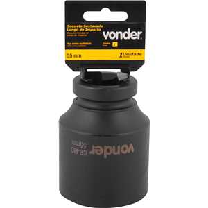 Soquete sextavado longo de impacto, 55 mm, encaixe de 1", VONDER