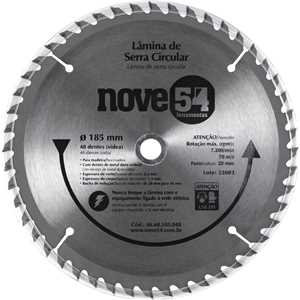 Lâmina de serra circular com dentes de metal duro/vídea, 185 mm x 20 mm, 48 dentes, NOVE54