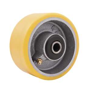 Roda 4", de poliuretano e ferro fundido, amarela, VONDER